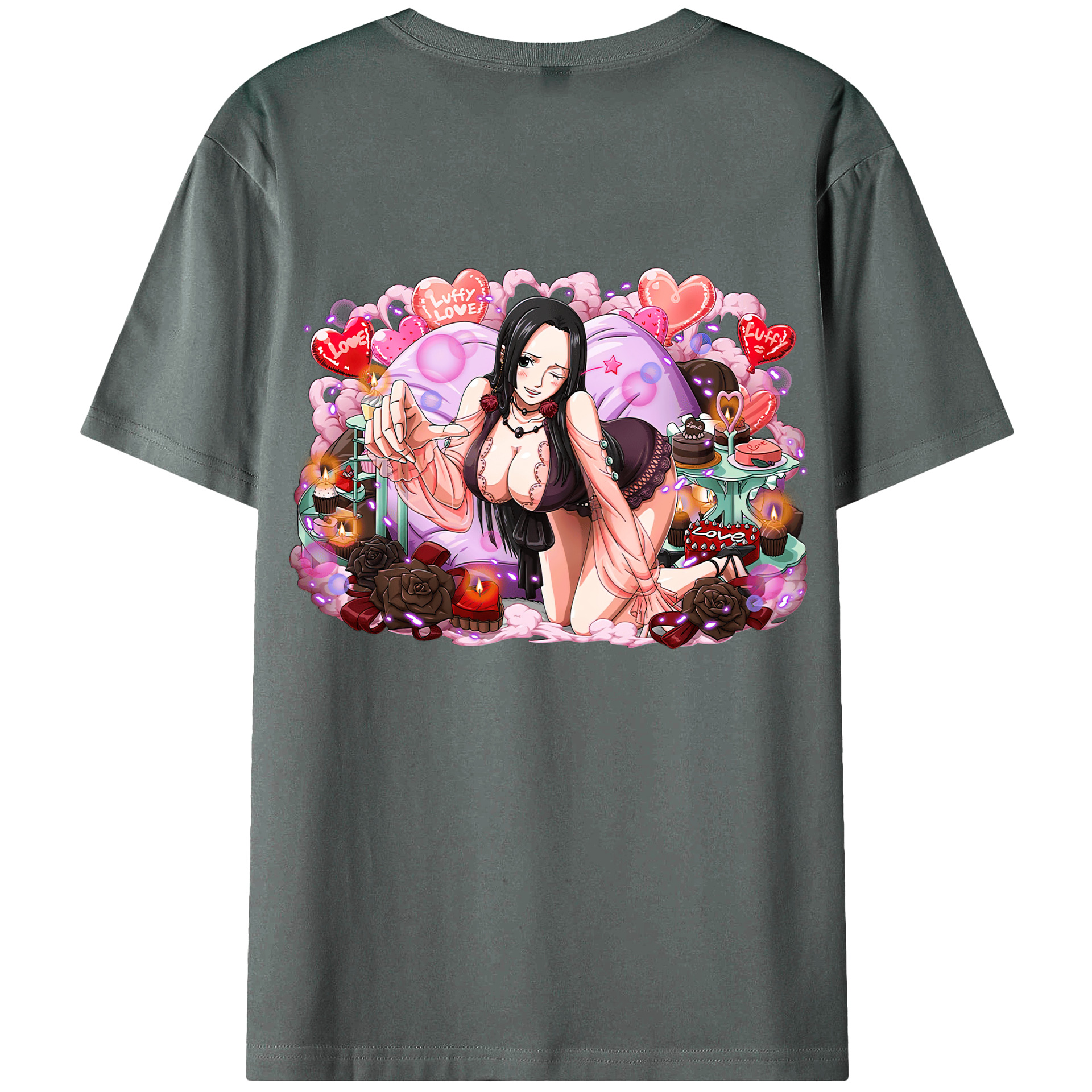 ワンピース ボア・ハンコック ONE PIECE Boa·Hancock 綿100％ メンズ半袖Tシャツ（バックプリント） 通気性